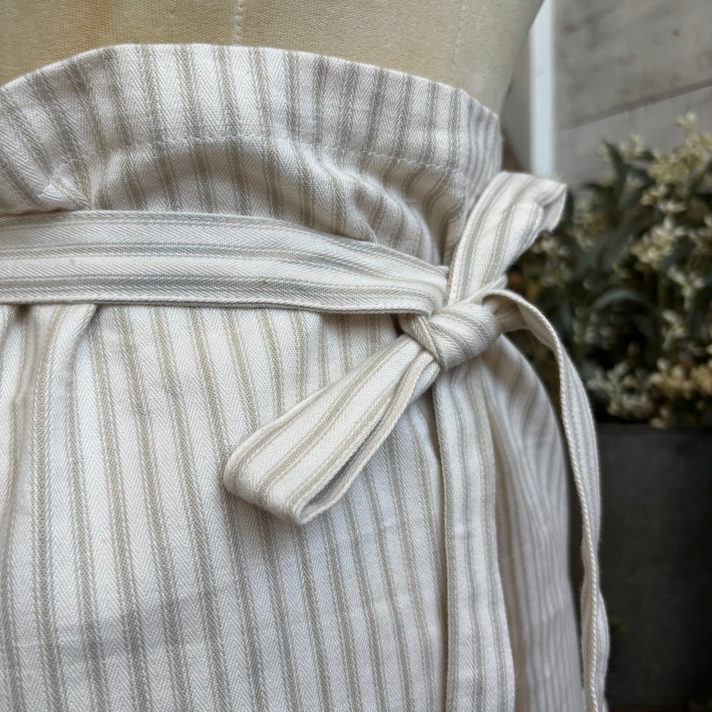 Grey Ticking Apron - Half