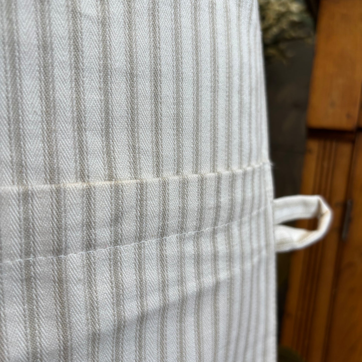 Grey Ticking Apron - Half