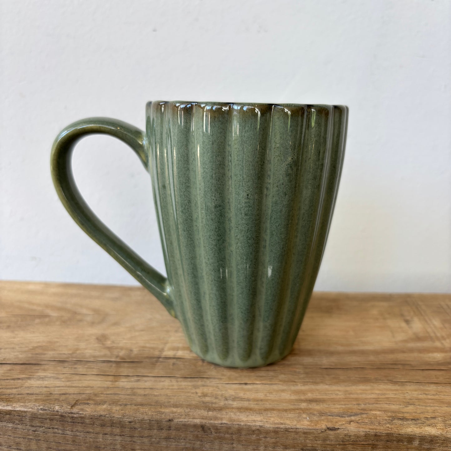 Stoneware Ribbed Mug - Reactive Glaze