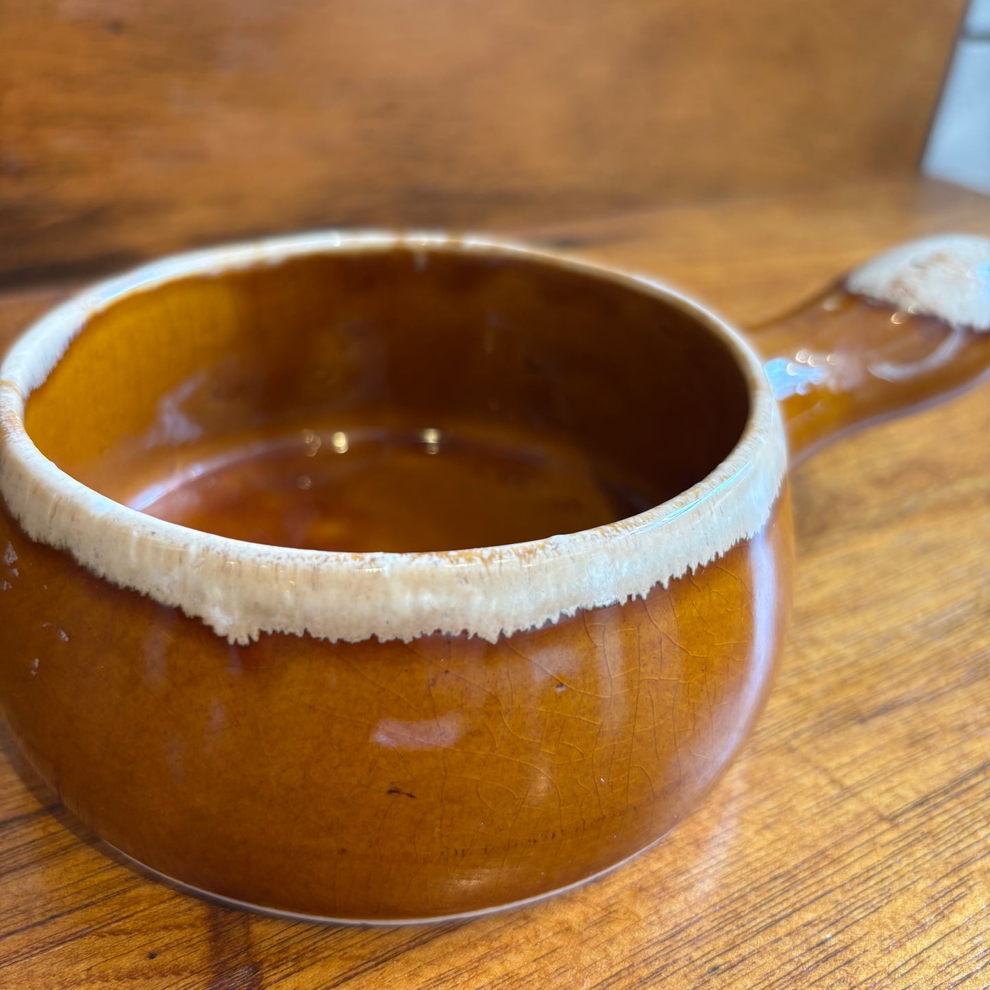 Vintage Soup Bowl w/ Handle - Light Brown