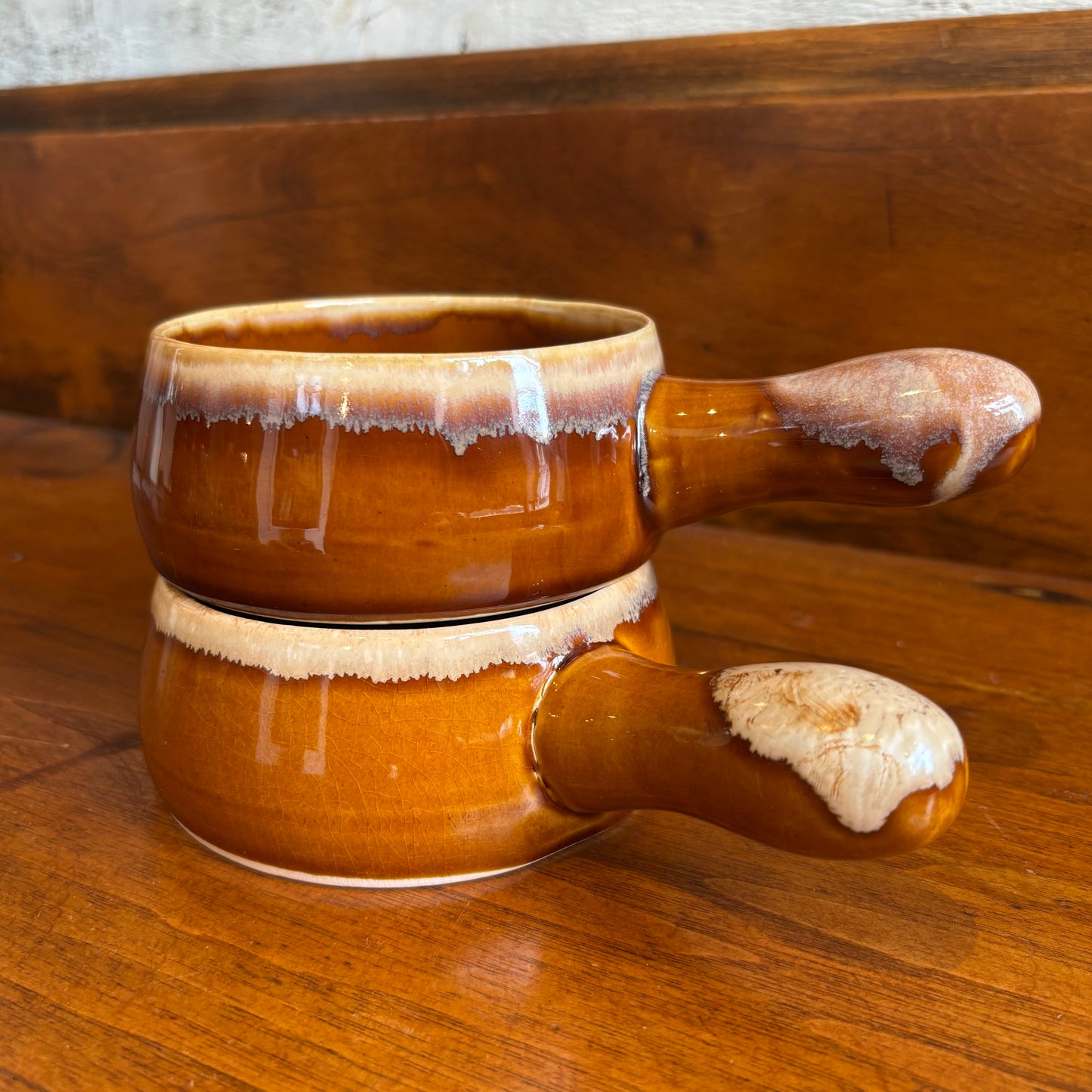 Vintage Soup Bowl w/ Handle - Light Brown