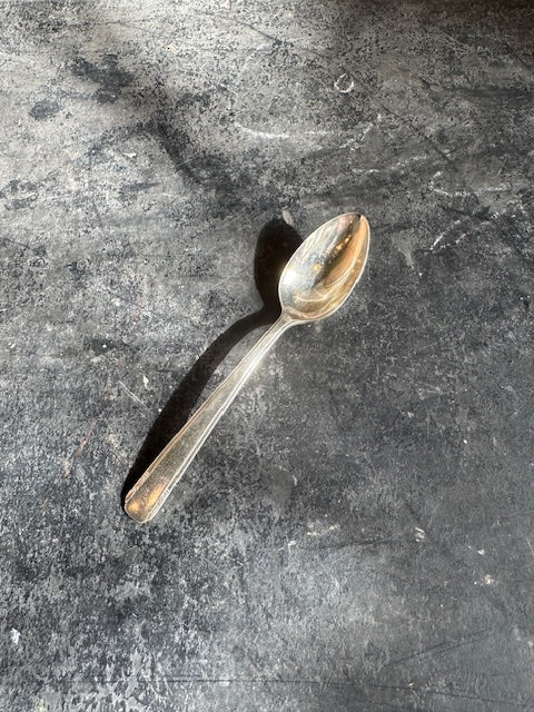 Vintage Milk Glass Mug w/ Mini Silver Spoon