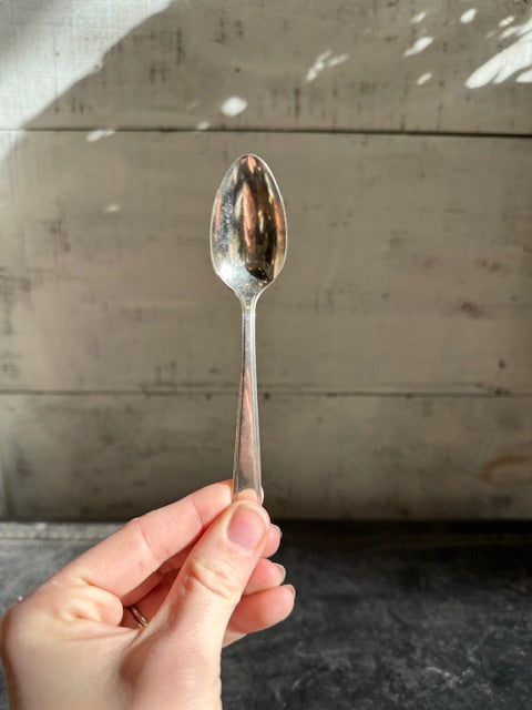 Vintage Milk Glass Mug w/ Mini Silver Spoon