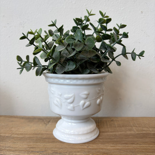 Vintage Milk Glass Footed Planter w/ Vine Detail - SM