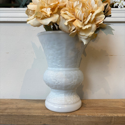 Vintage Milk Glass Textured Vase - LG
