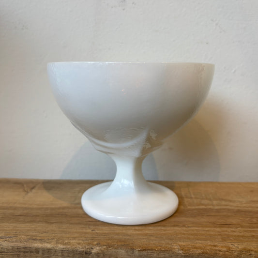 Vintage Milk Glass Footed Candy Dish - Textured Detail