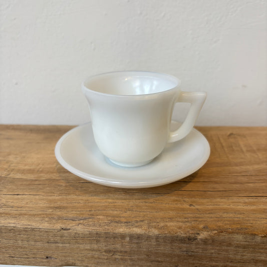 Vintage Milk Glass Mini Tea Cup & Saucer Set