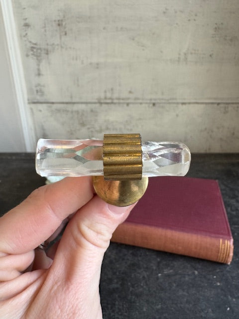 Knob: Glass + Brass Pull - Set of 10