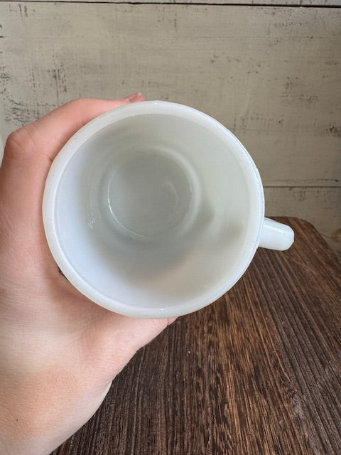 Vintage Milk Glass Mug w/ Mini Silver Spoon