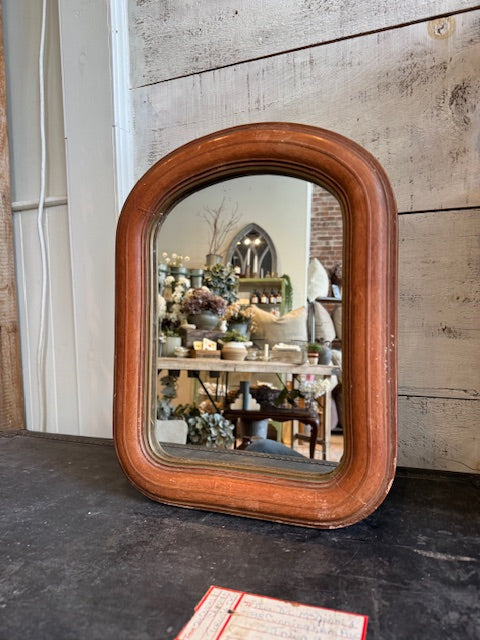 Vintage Rounded Wooden Mirror