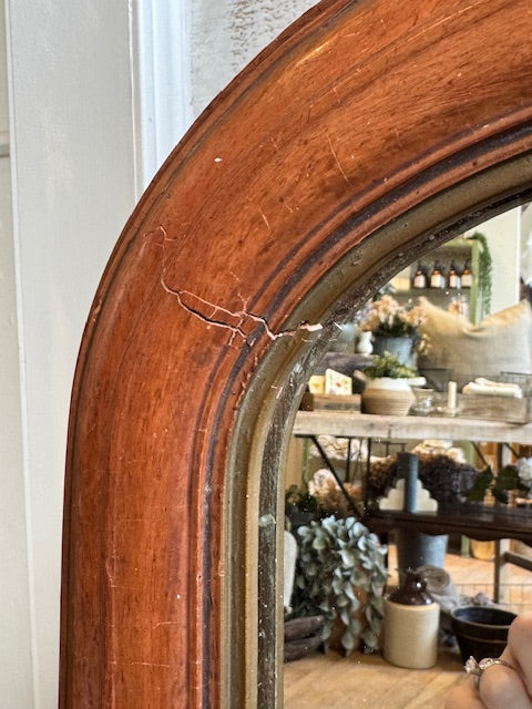 Vintage Rounded Wooden Mirror