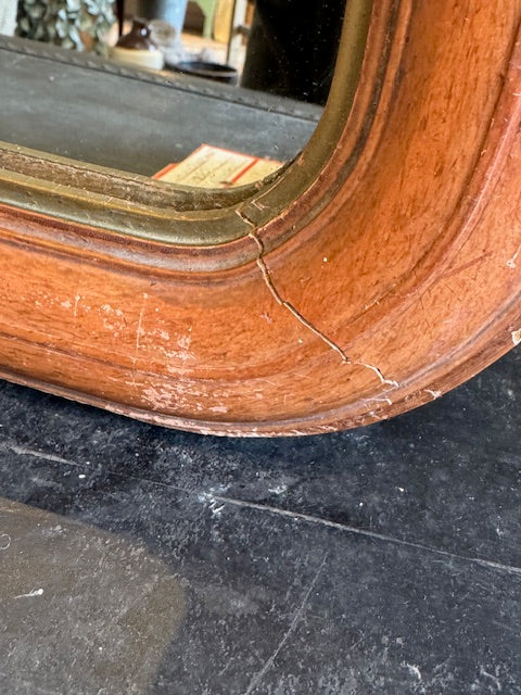 Vintage Rounded Wooden Mirror