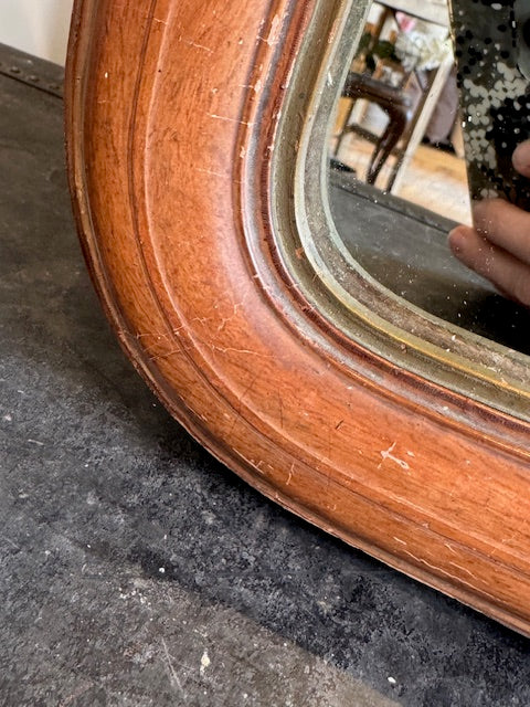 Vintage Rounded Wooden Mirror