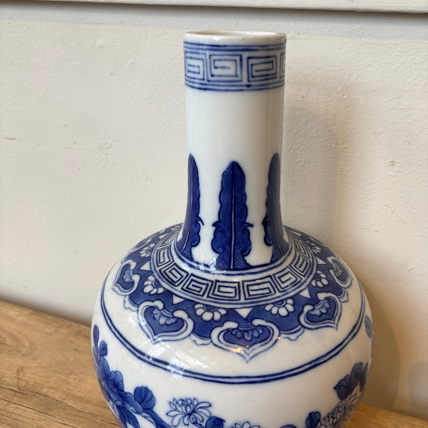 Vintage Hand Painted Blue&White Floral Vase