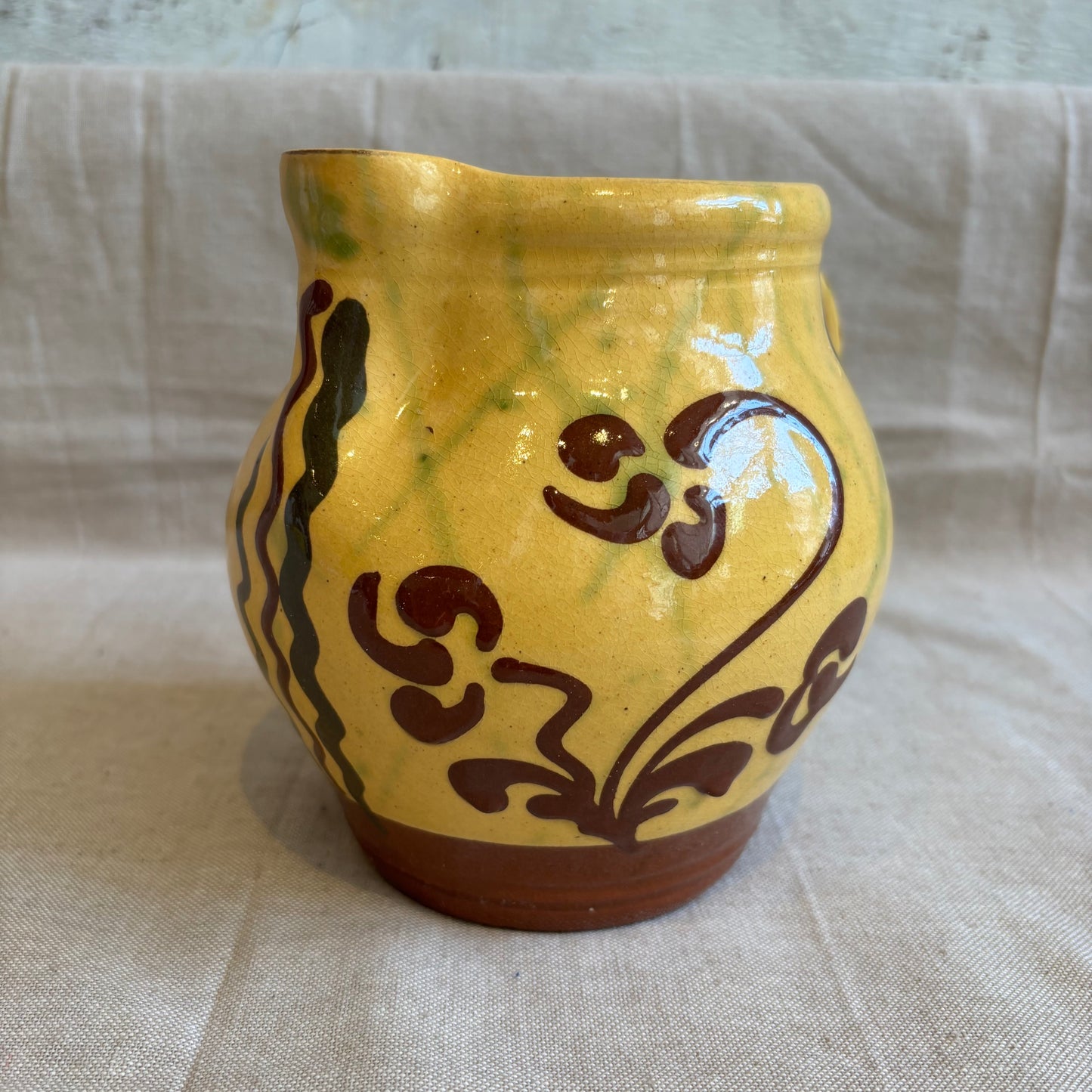 Vintage Yellow Jug w/ Brown Design