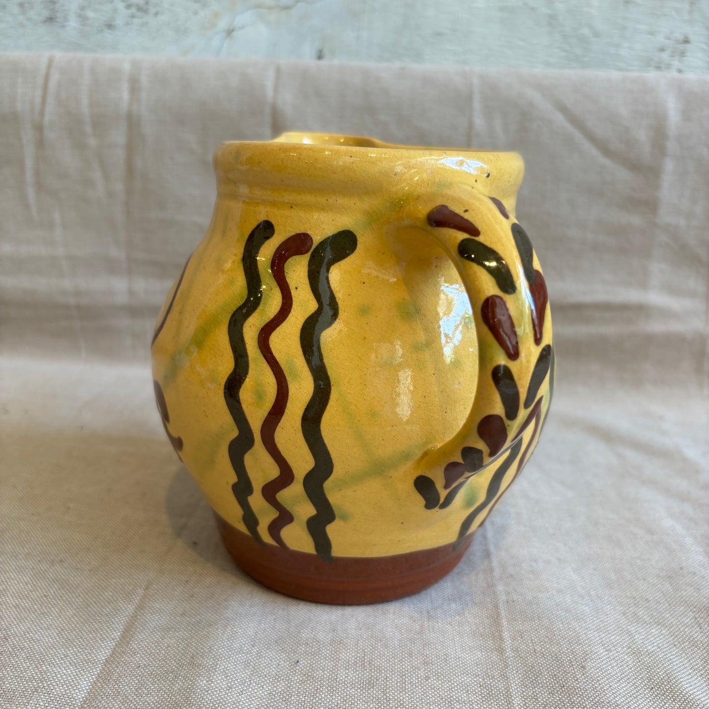 Vintage Yellow Jug w/ Brown Design