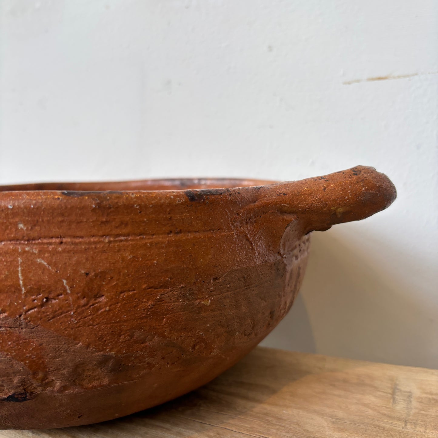 Vintage Terracotta Clay Glazed Bowl - LG