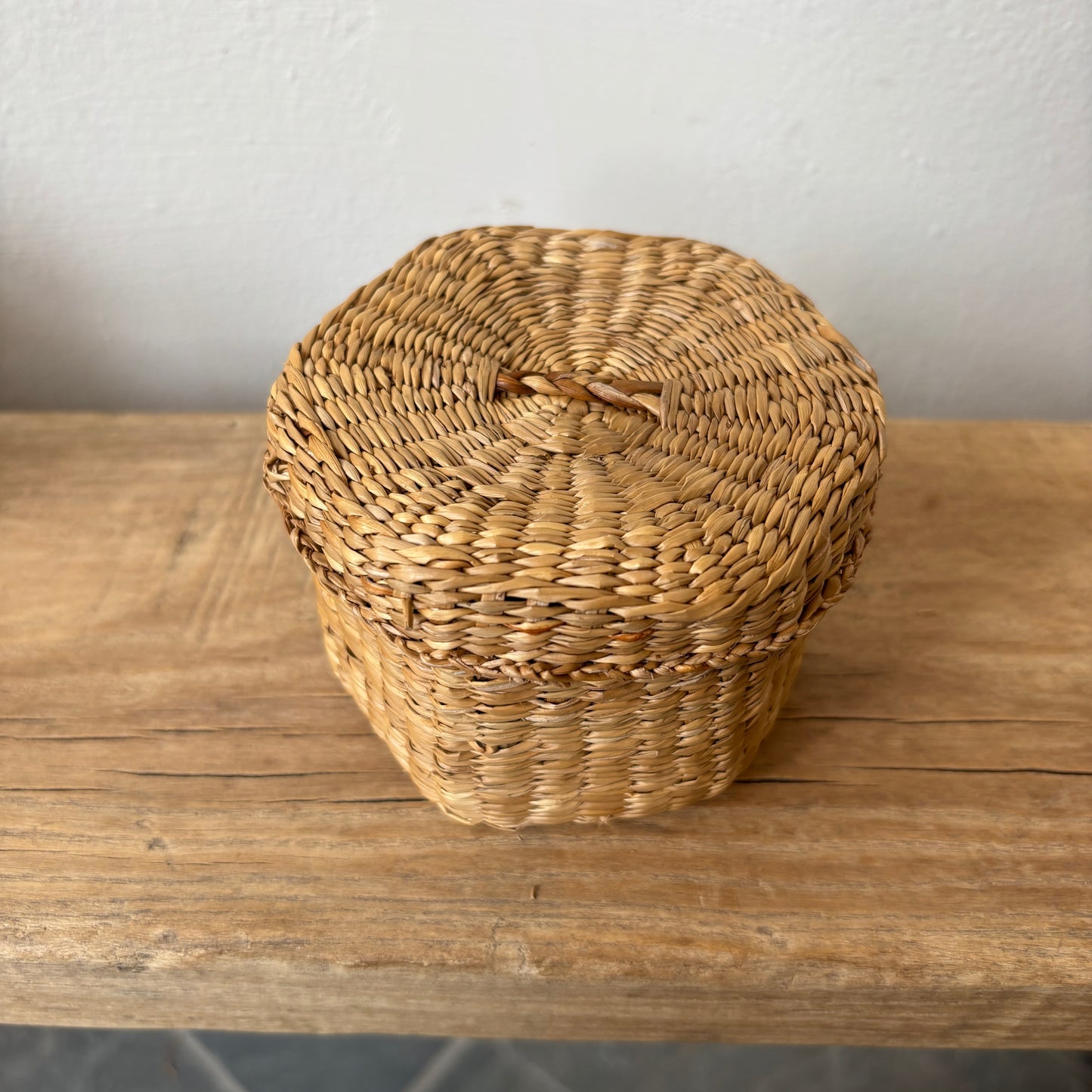 Vintage Sweetgrass Hexagon Basket