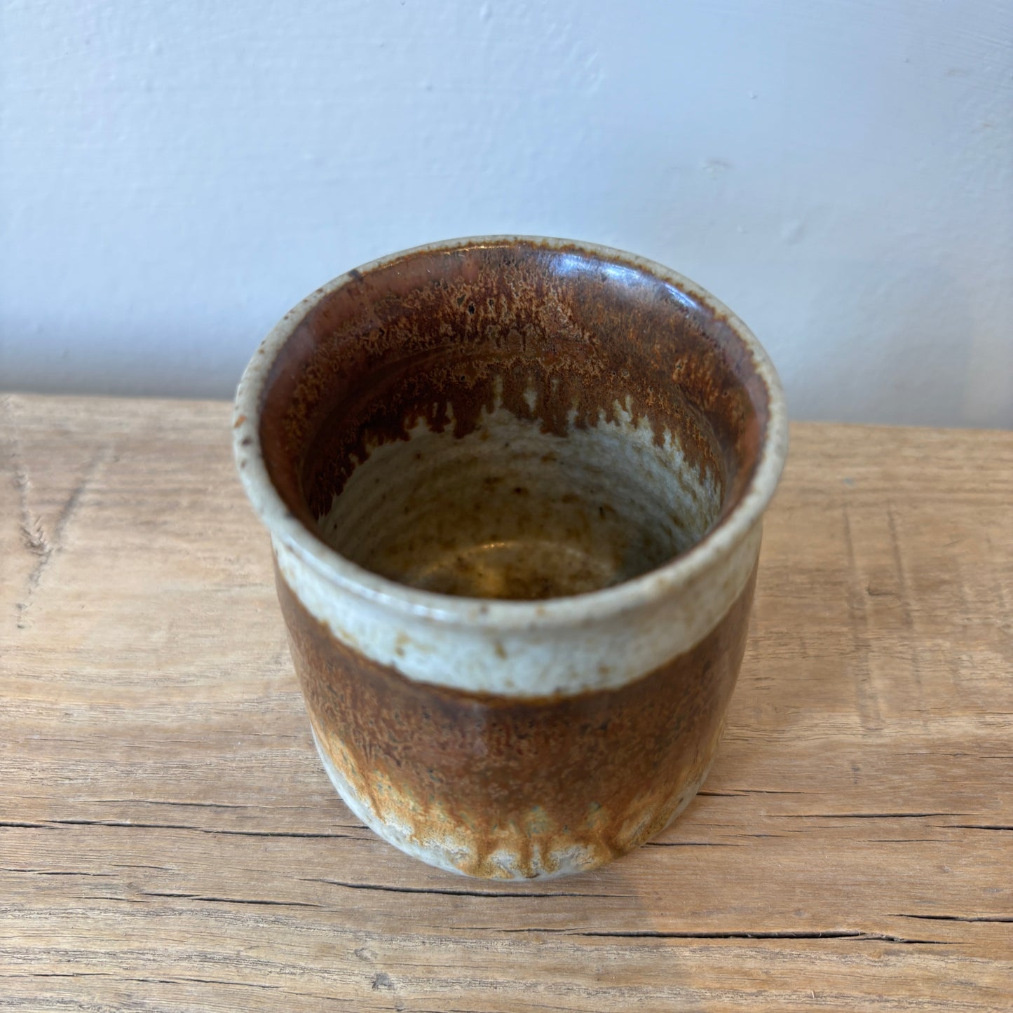 Mini Reactive Glaze Ceramic Pot - Beige & Rust