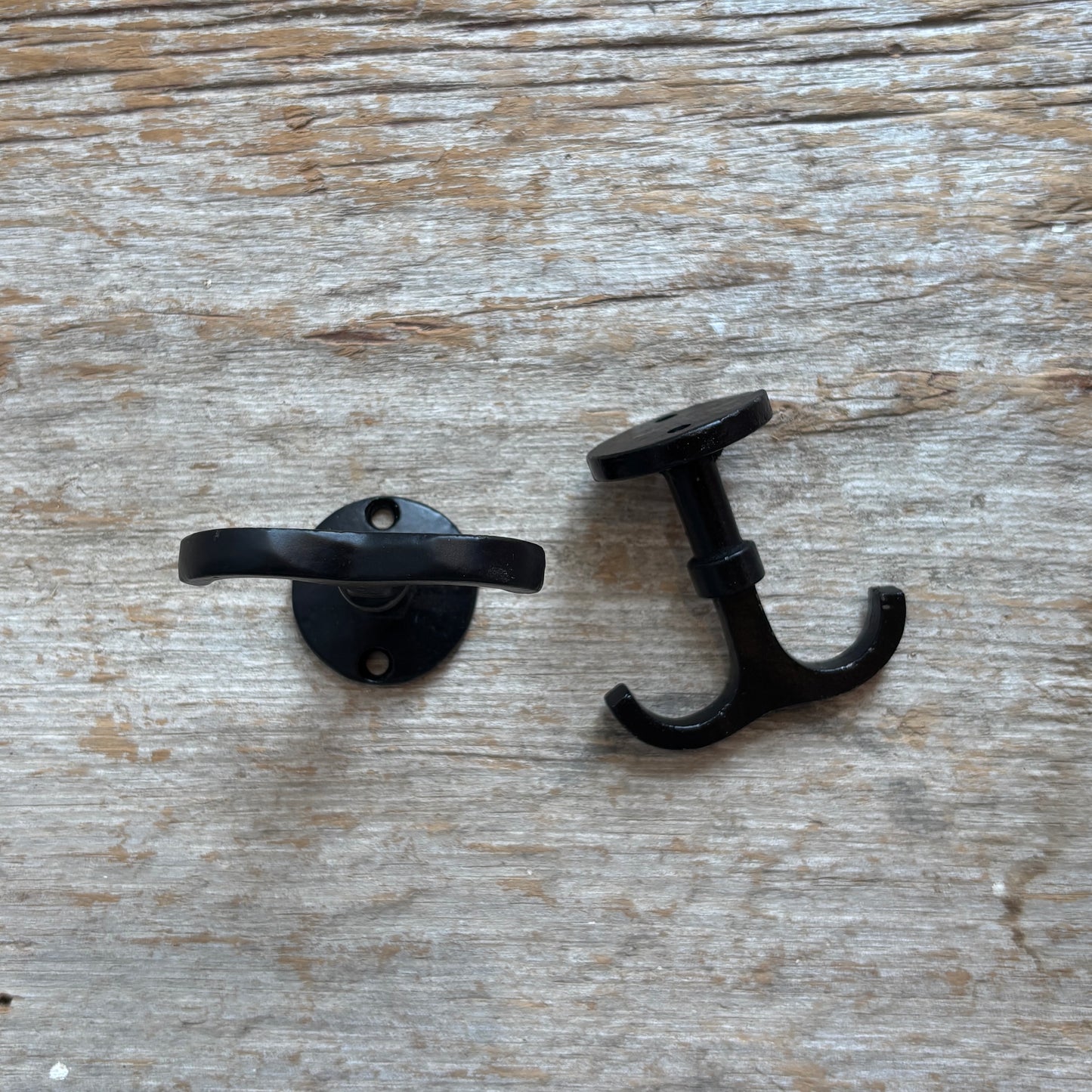 Ceiling Hook: double hook, black, cast iron