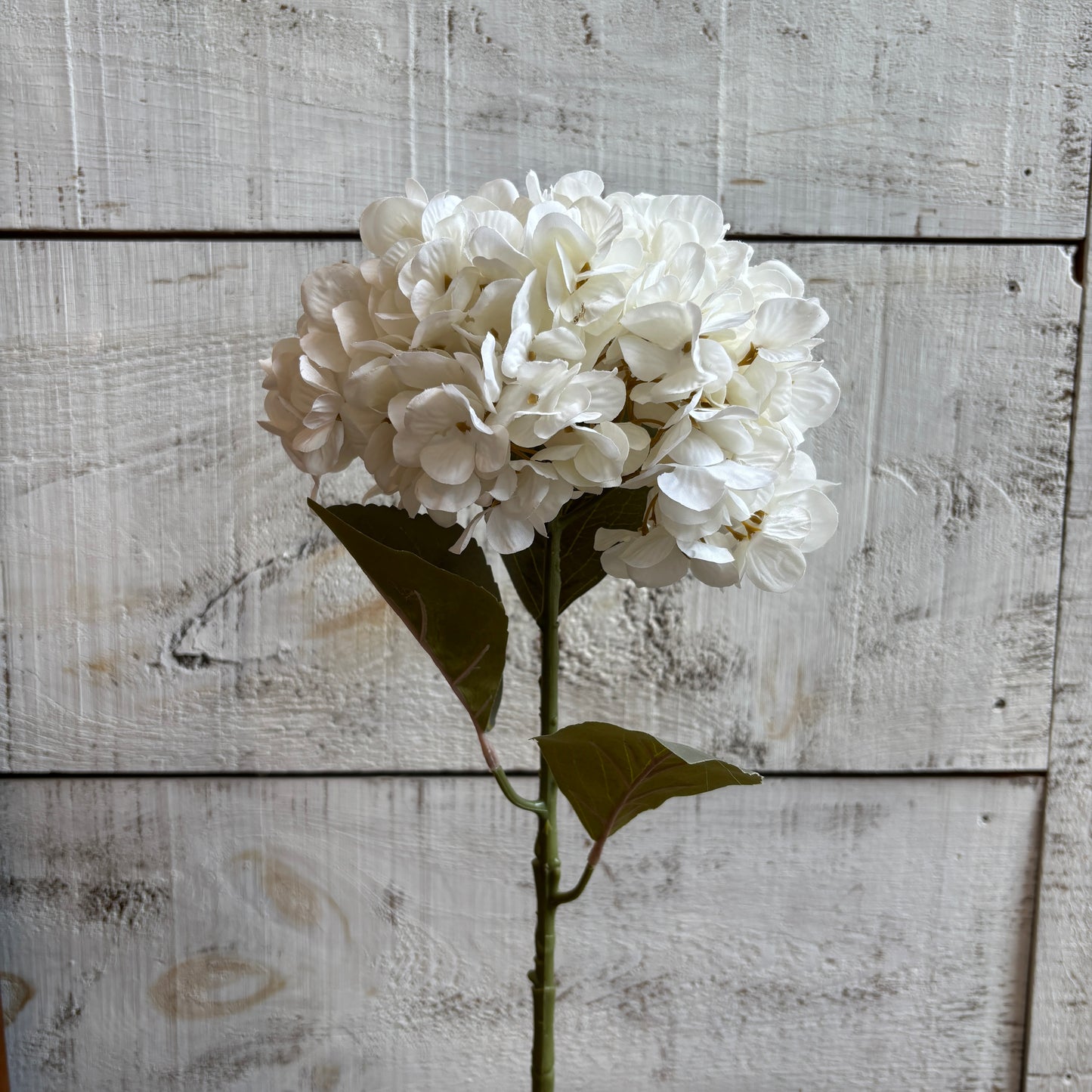 Faux Hydrangea Floral Stem - White