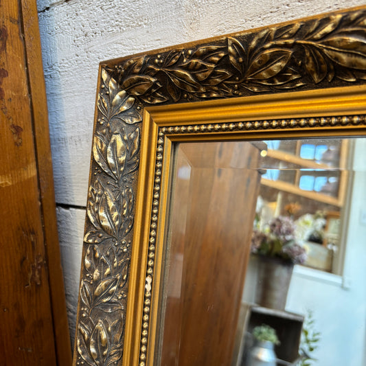 Vintage Ornate Gilt Frame Bevelled Mirror - Rectangle