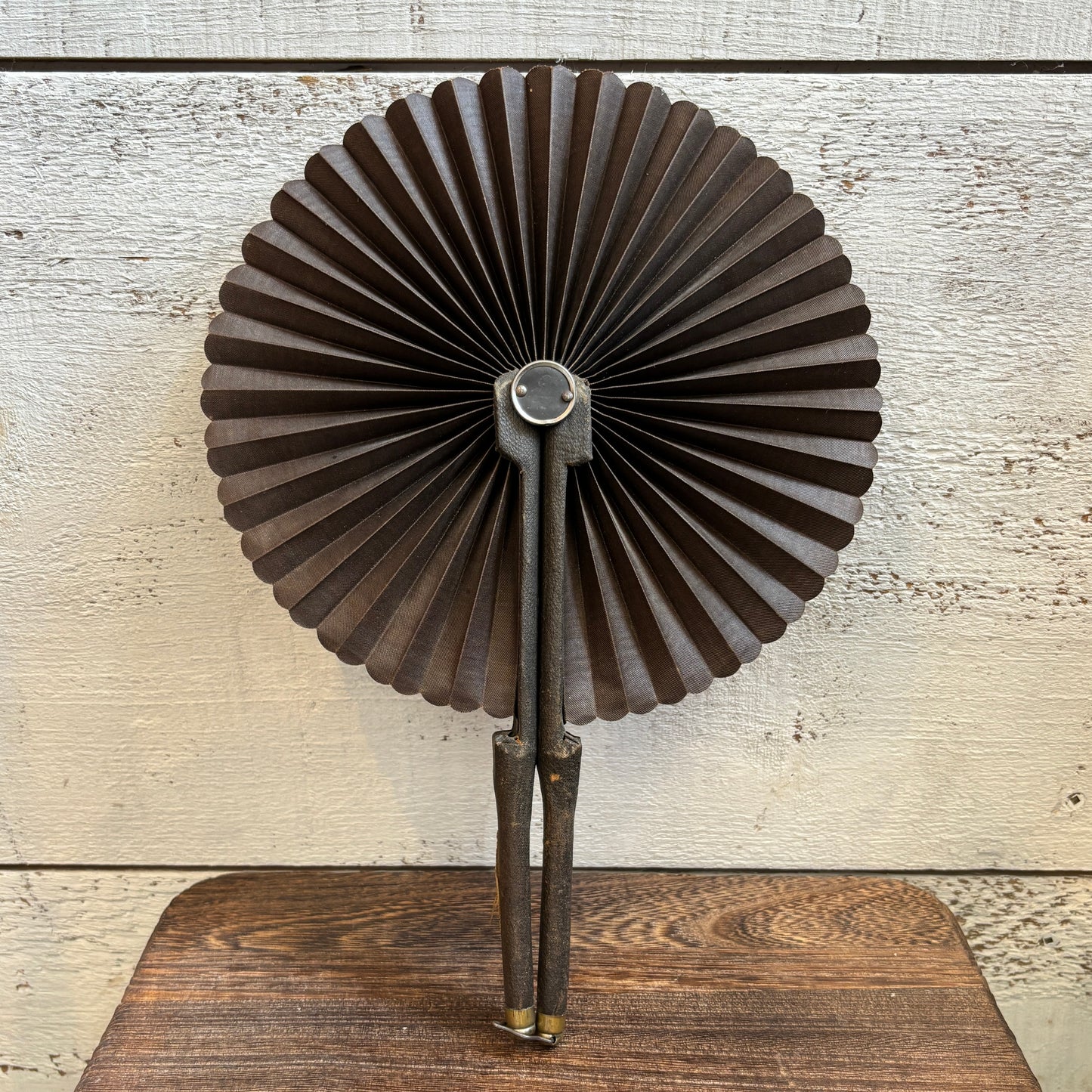 Antique Cockade Victorian Mourning Folding Fan - Black