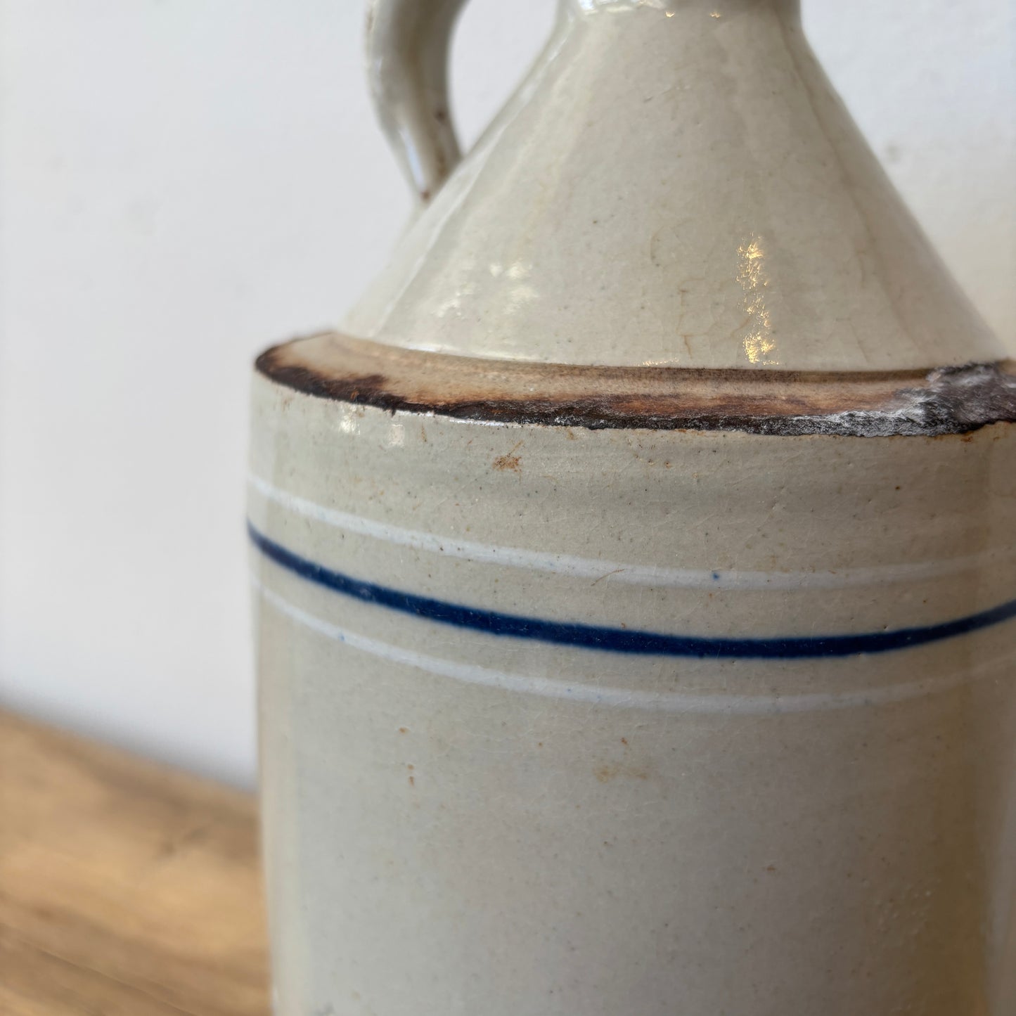 Vintage Finger Loop Jug - White & Blue Stripes