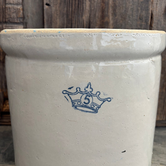 Vintage #5 Open Stoneware Crock - Cream