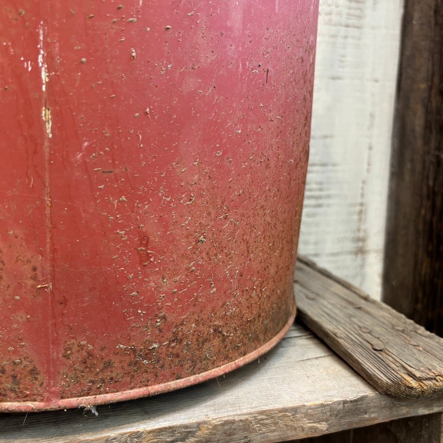 Vintage Galvanized Metal Gas Can w/Cork - Red