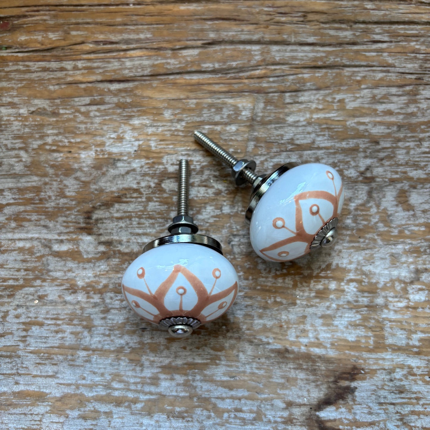 Knob: Hand Painted Orange Flower