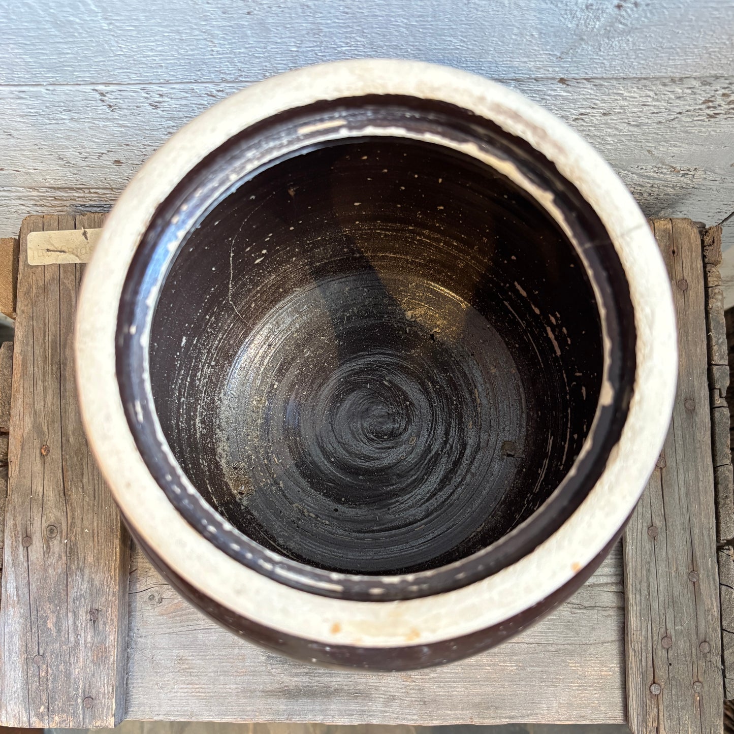 Vintage Bean Pot Dark Brown w/Lid - LG