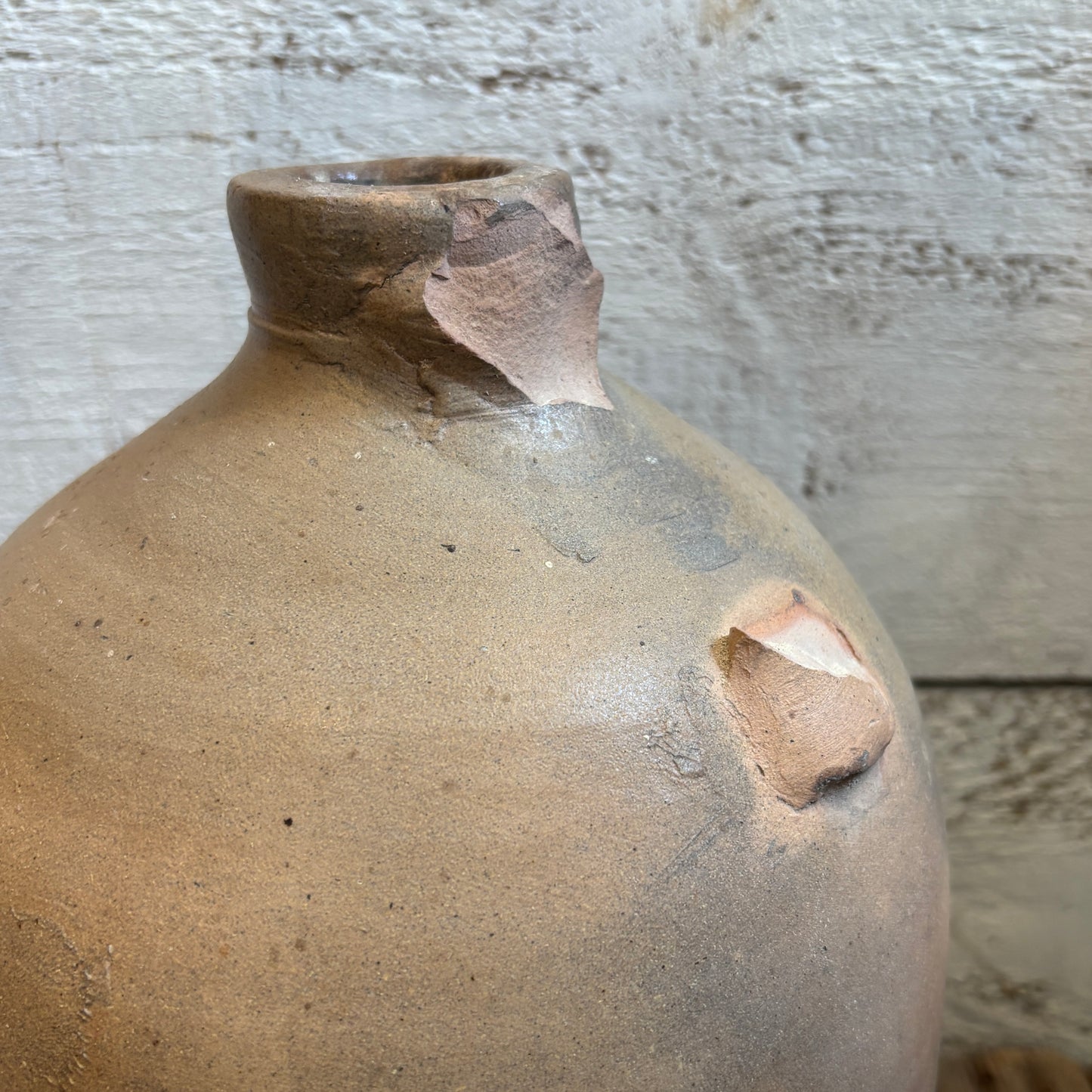 Vintage Jug w/Broken Handle - Beige