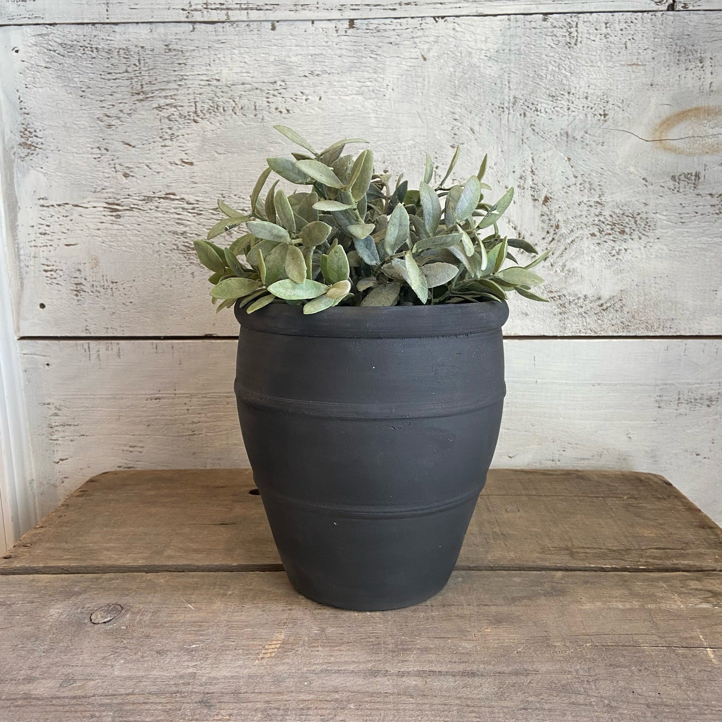 Black Wood Fire Terracotta Planter