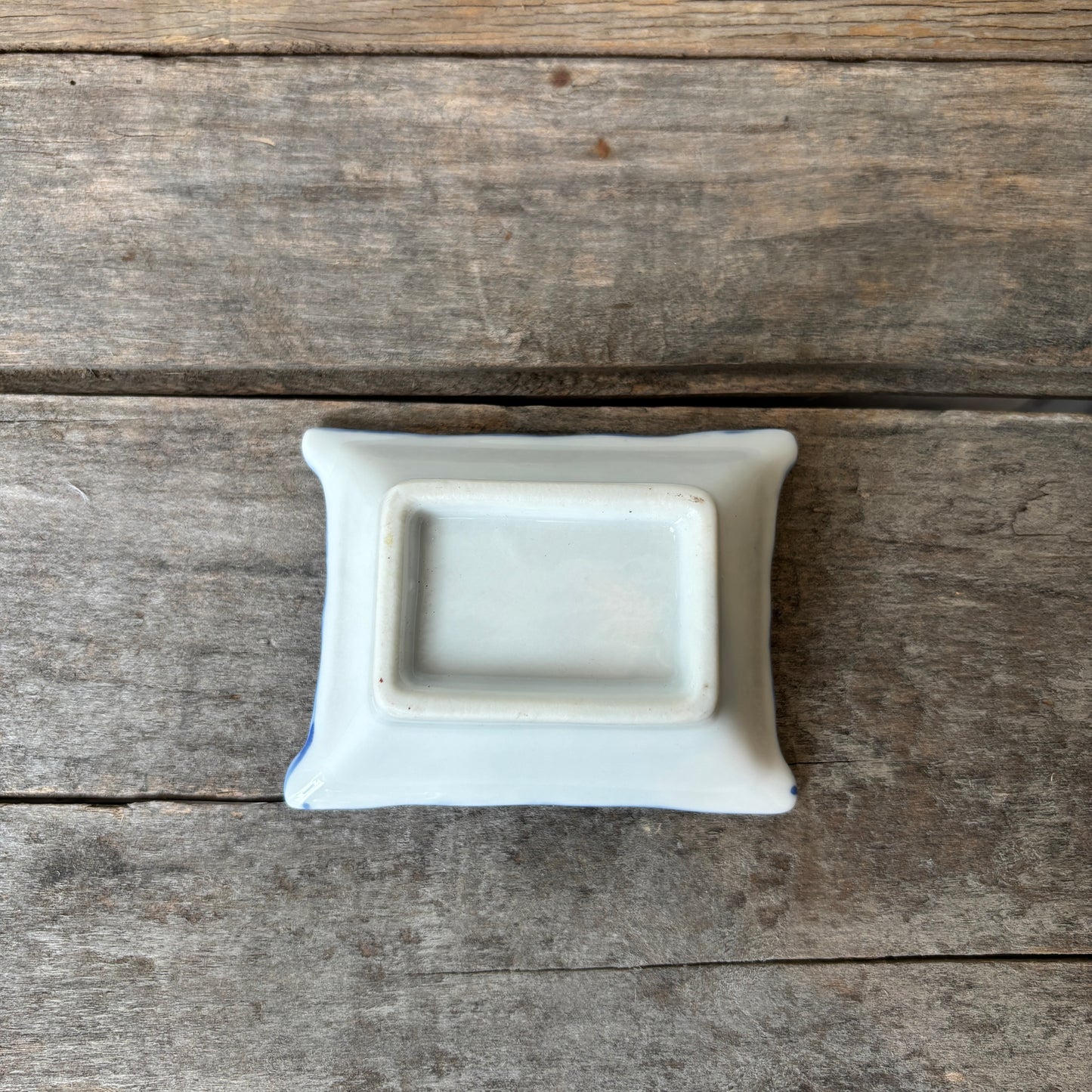 Vintage Blue & White Bamboo Edge Dish