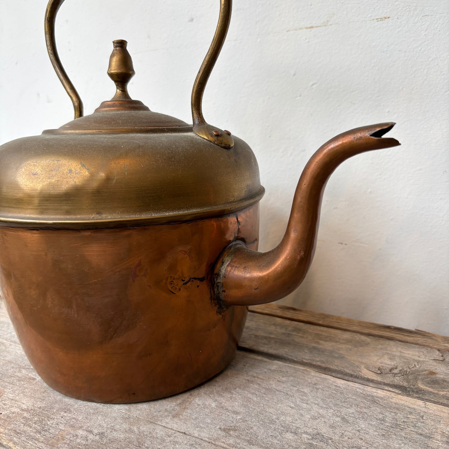 Vintage Copper Kettle w/ Goose Neck Spout