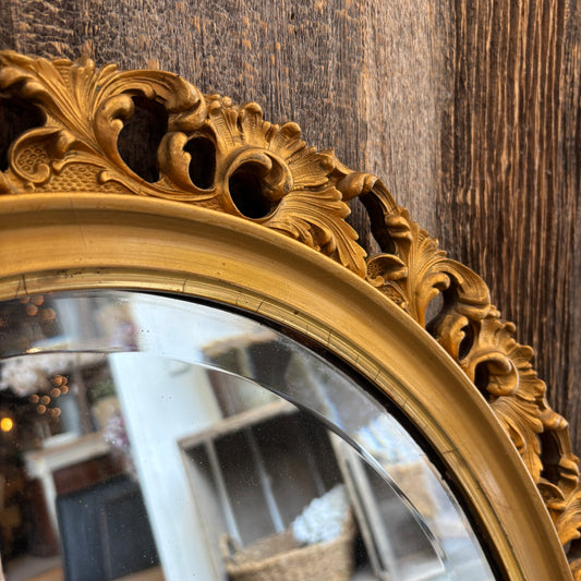 Vintage Ornate Gold Oval Mirror