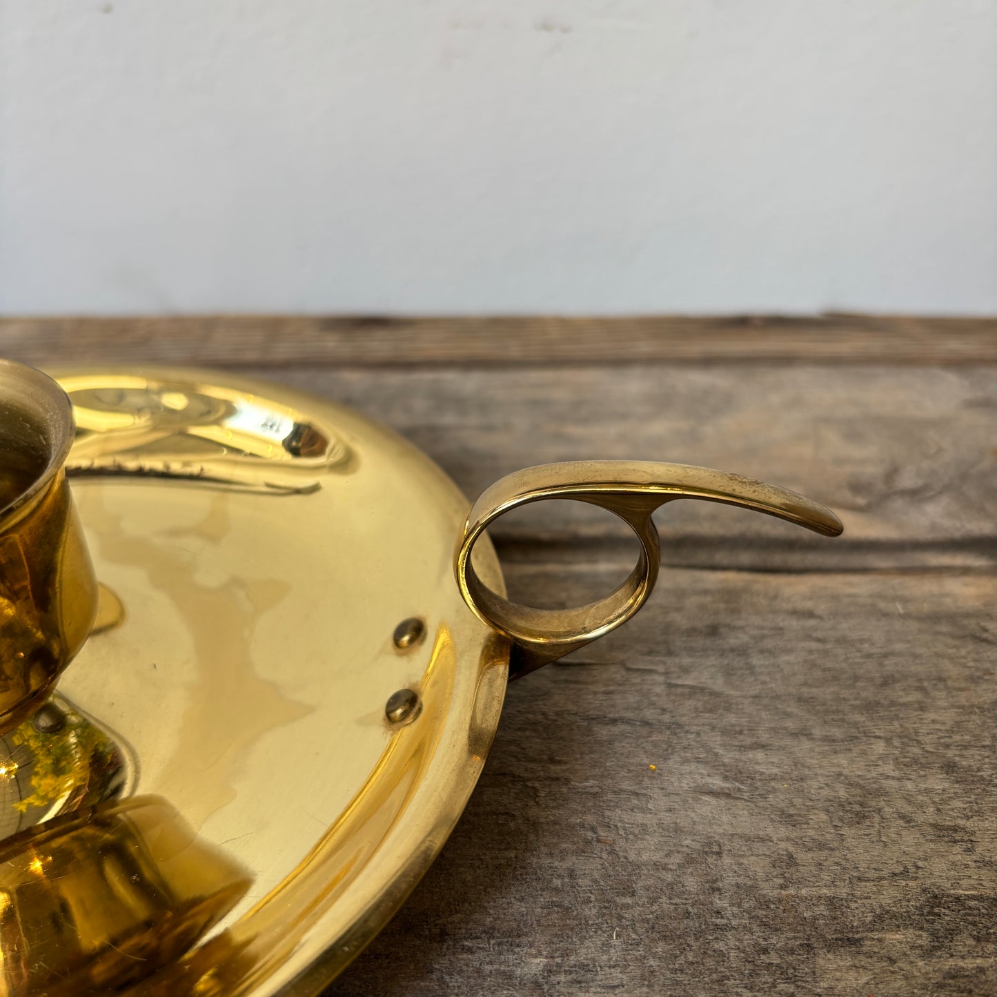 Vintage Brass Finger Loop Candle Holder - LG