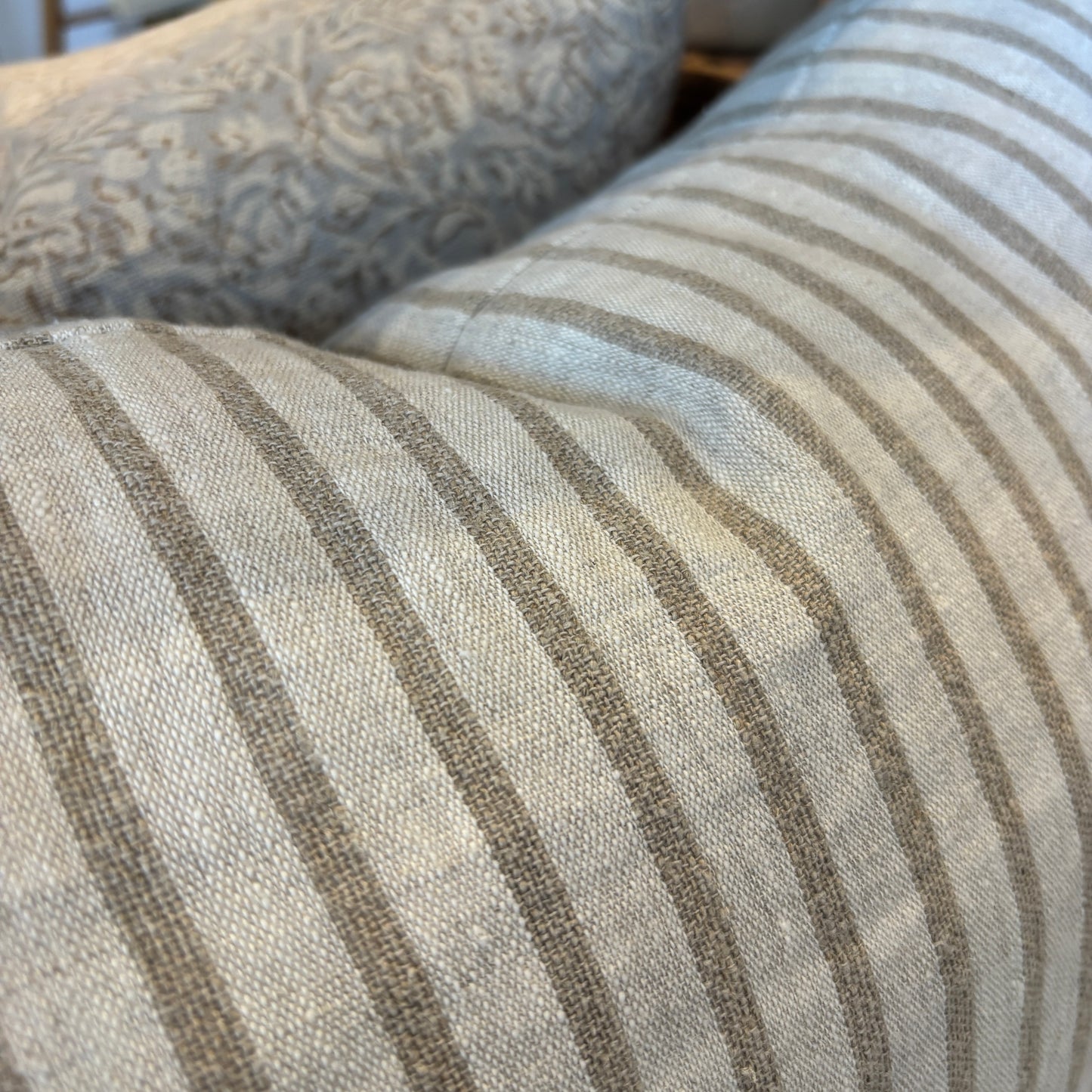 Pinstripe Linen Pillow 16x24 - Natural