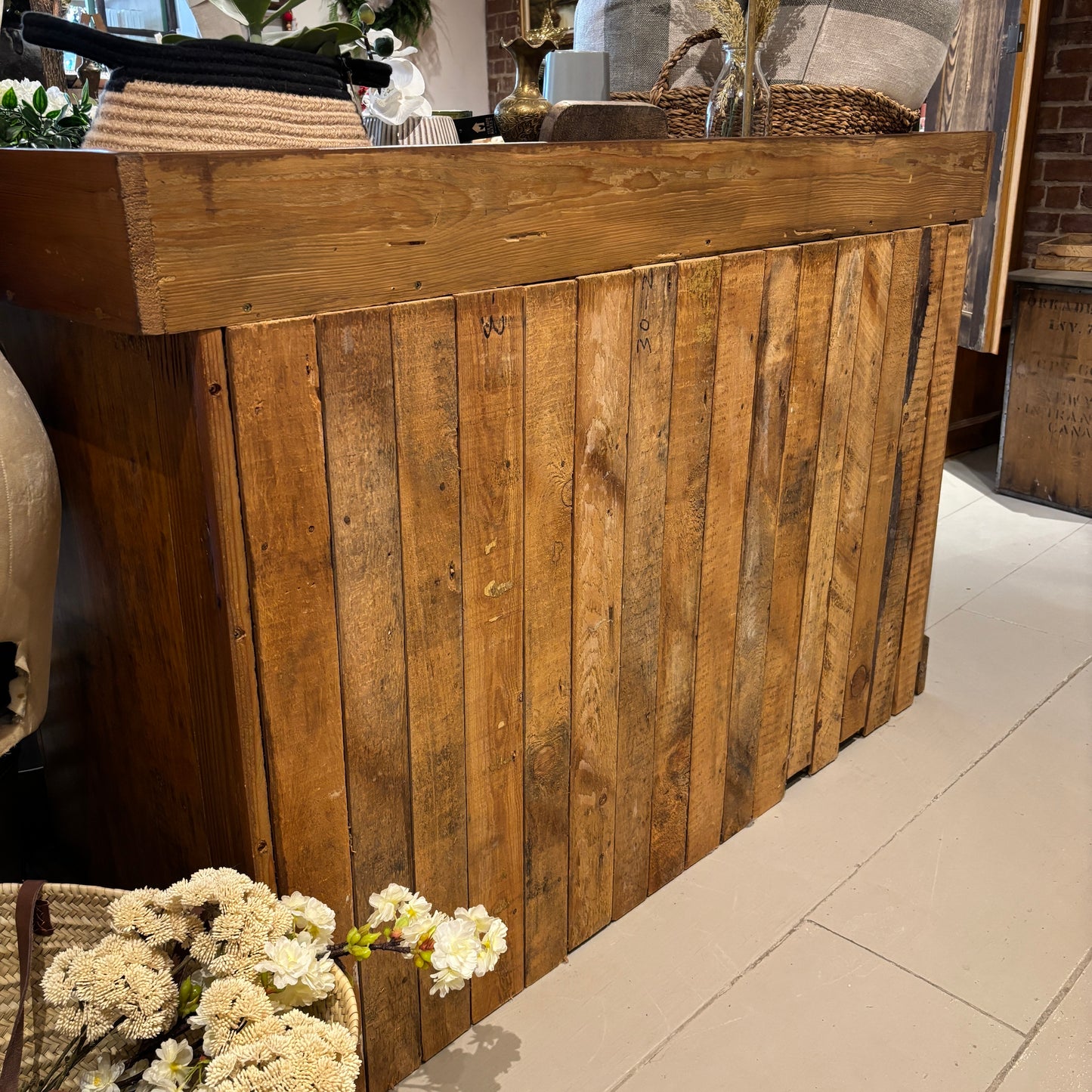 Vintage Wooden Sideboard w/3 Drawers + 3 Latched Doors