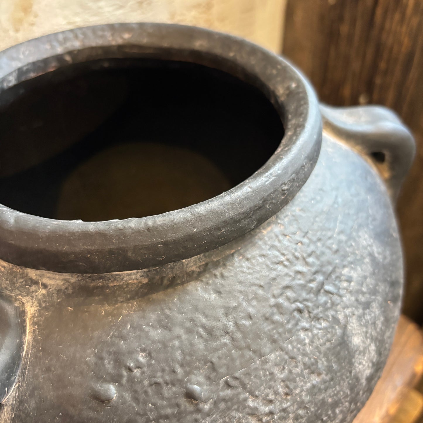 Low Round Terracotta Vase w/ Handles