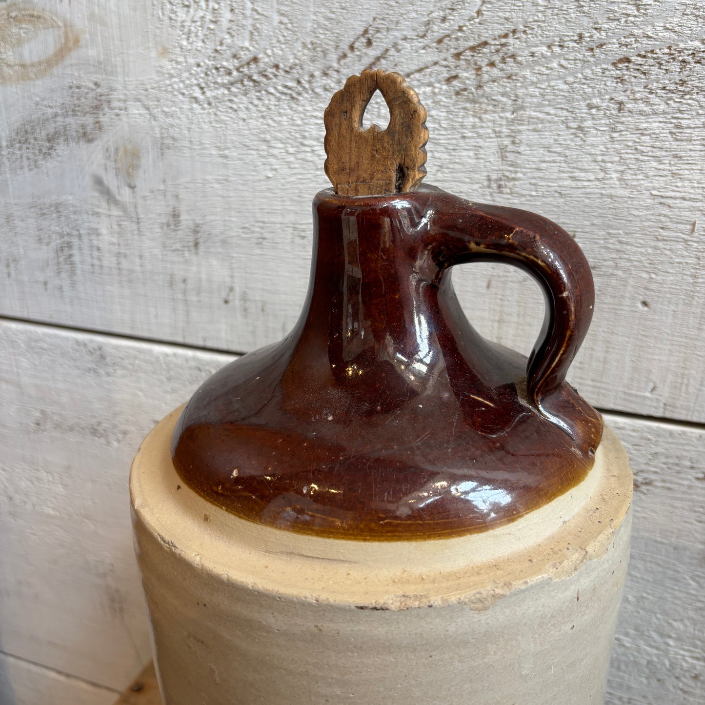 Vintage Imperial Finger Loop Jug w/Wooden Heart Stopper