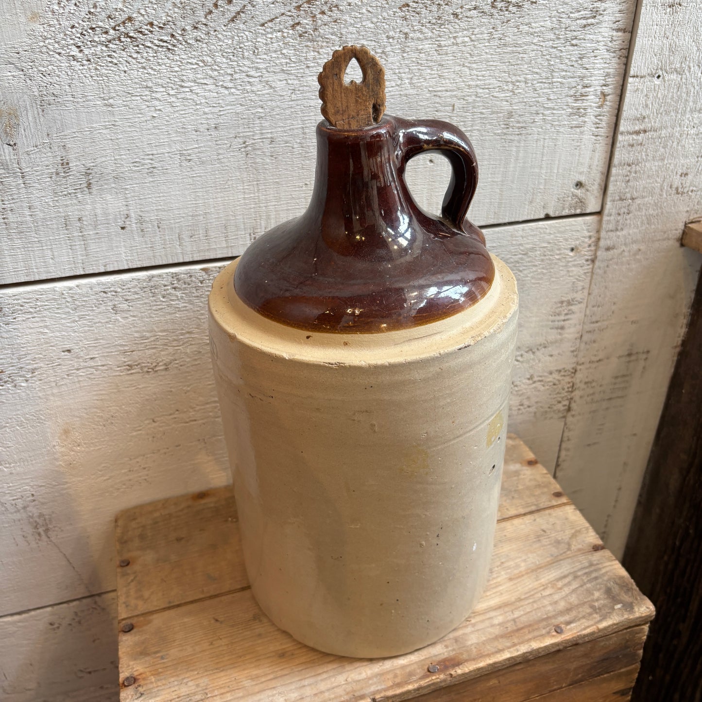 Vintage Imperial Finger Loop Jug w/Wooden Heart Stopper