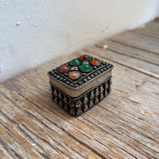 Vintage Metal Trinket Box w/ Embossed Design