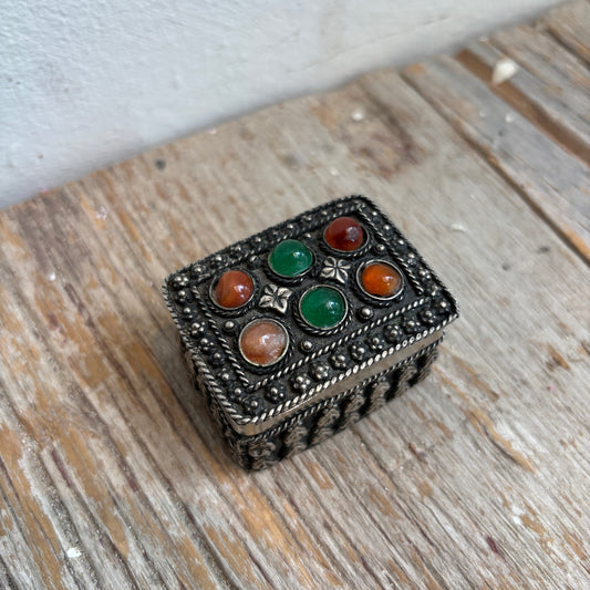 Vintage Metal Trinket Box w/ Embossed Design