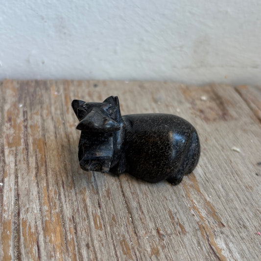 Vintage Carved Stone Hippo