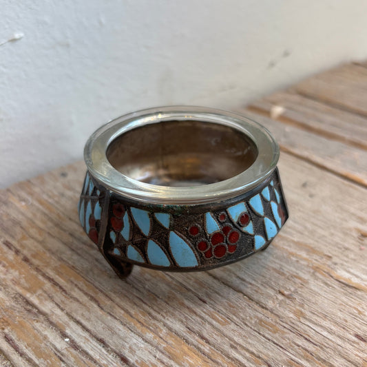 Vintage Tealight Holder - Blue & Red Design