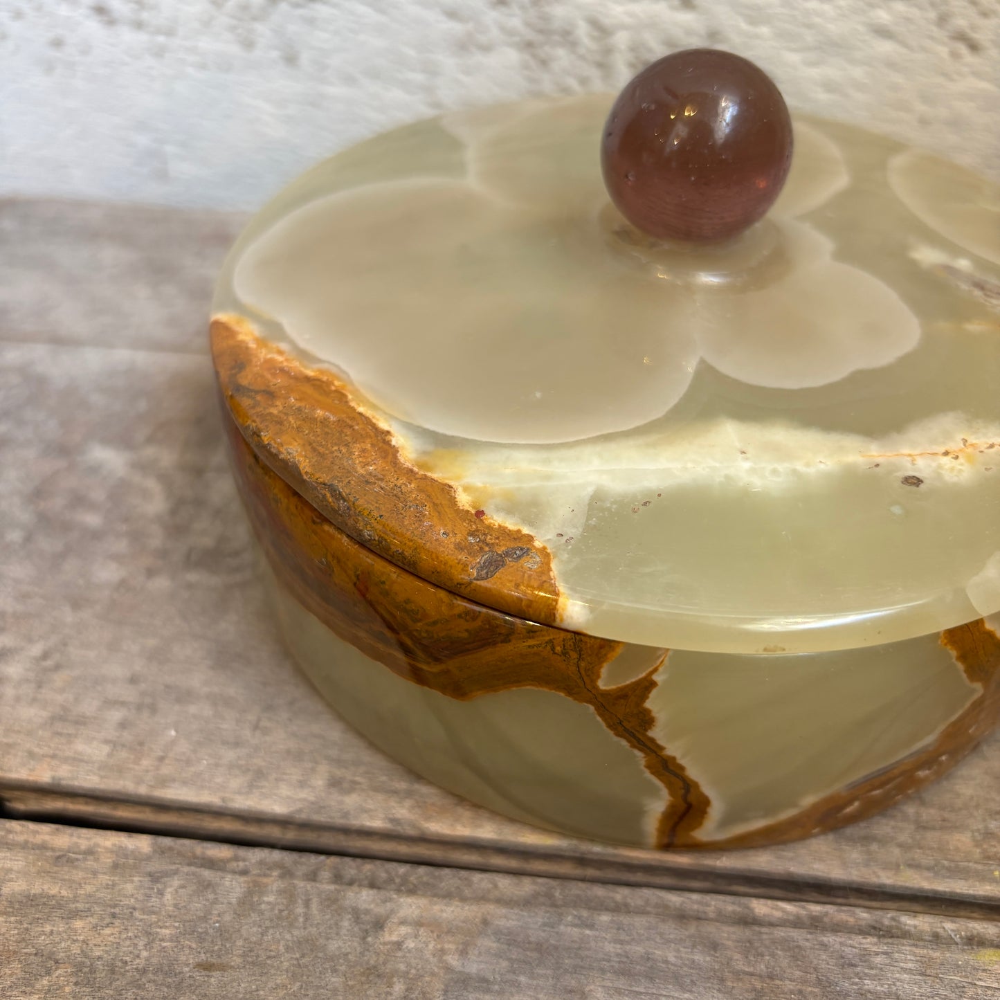 Vintage Green Onyx Dresser Jar