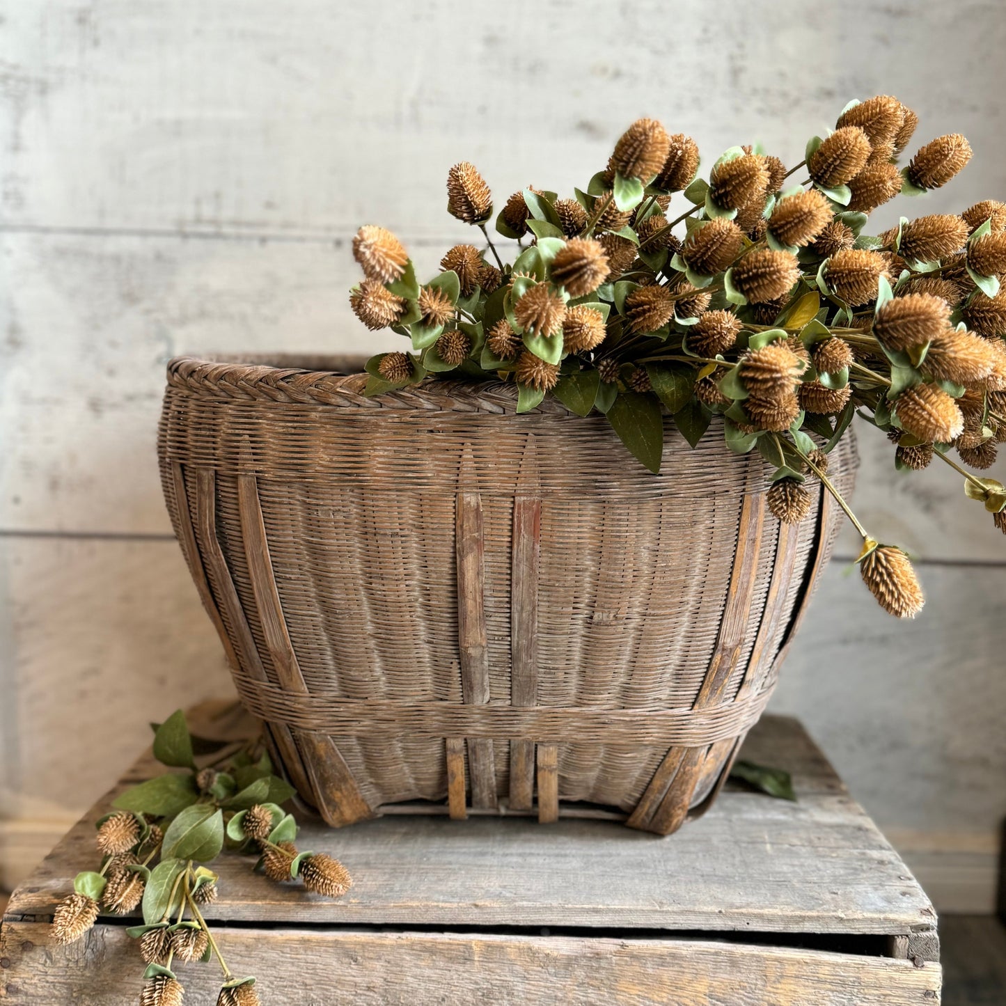 Vintage Bamboo Rice Basket