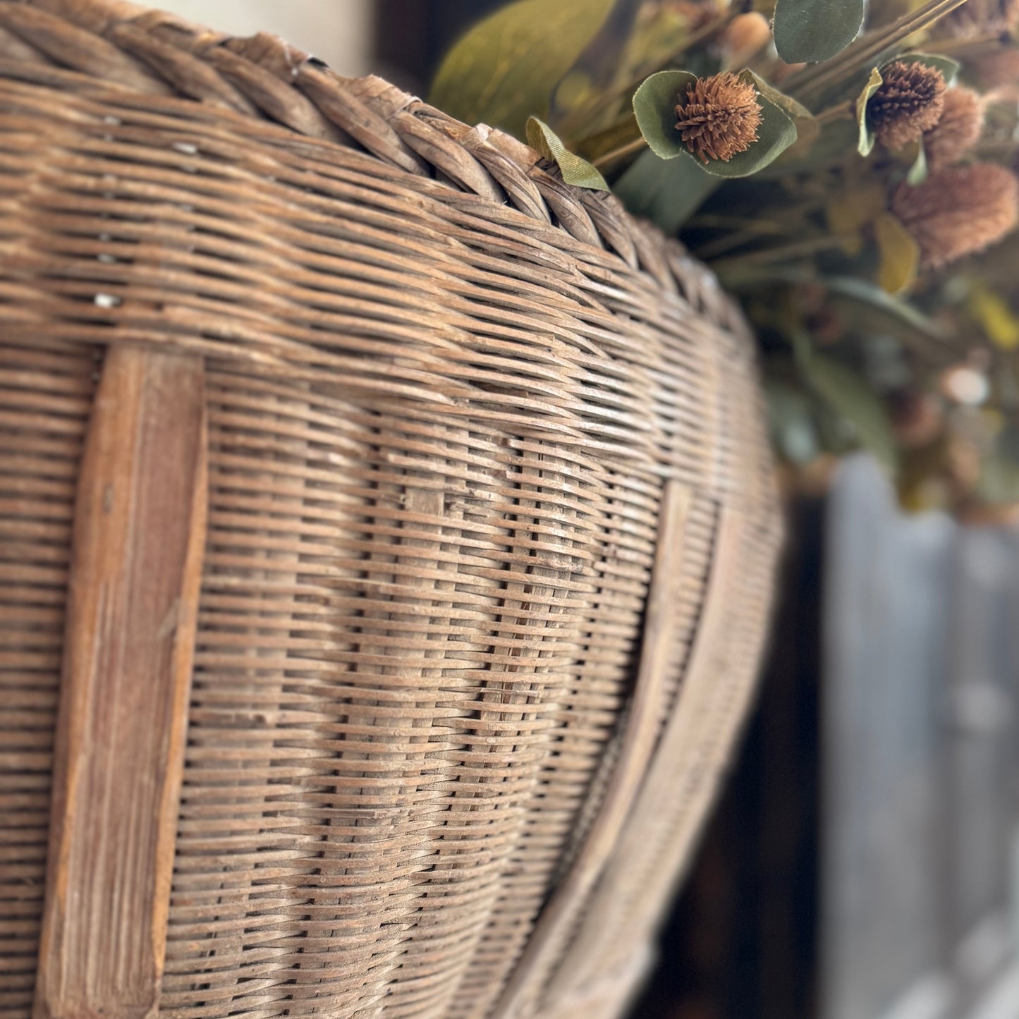Vintage Bamboo Rice Basket